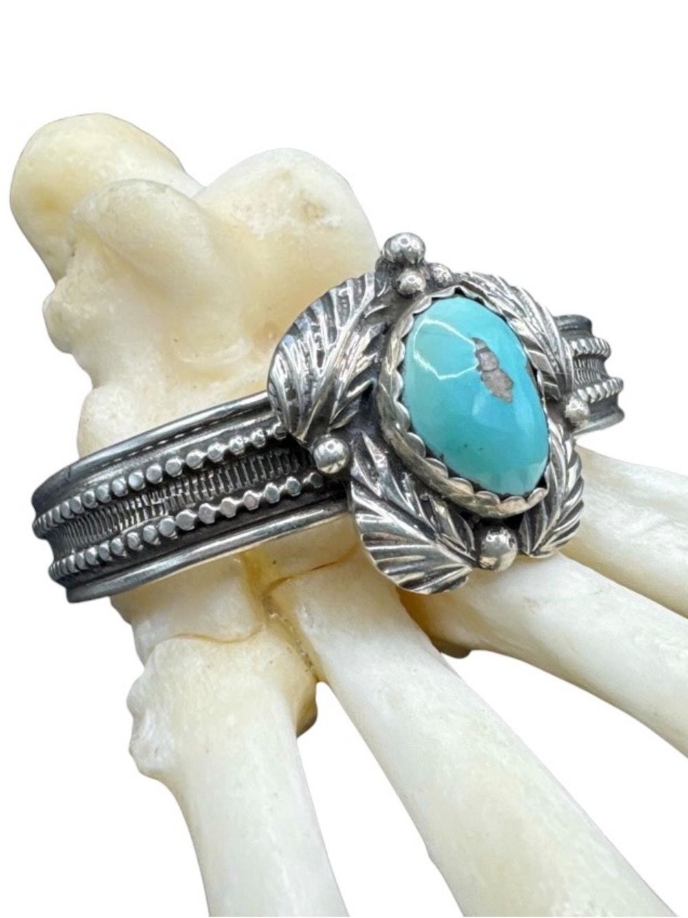 Adam Fierro Sterling Silver Santa Rita Turquoise Cuff Bracelet 6.5” Native Cuff - Picture 7 of 8